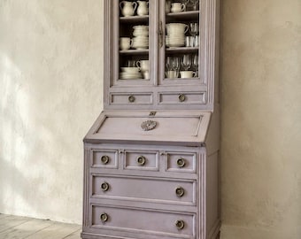 The Madeleine French Secretary Cabinet, Gustavian Writing Bureau, Cottagecore Furniture, showcase sideboard,Antique French style and Hutch