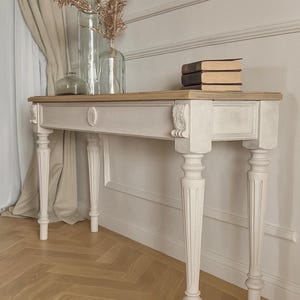 Patinè Royale IV Console Table, French Country style console table, distress entry table, narrow table, Baroque carved console.
