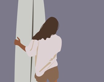 Ilustración diseño plano decoración surf formato 30 x 30cm