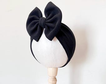 Black Oversized Bow Headband – Newborn Head Wrap
