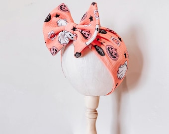 Halloween Head Wrap - Halloween Baby Outfit - Oversized Baby Bow - Newborn Headband - Toddler Girl Bows - Big Baby Bows