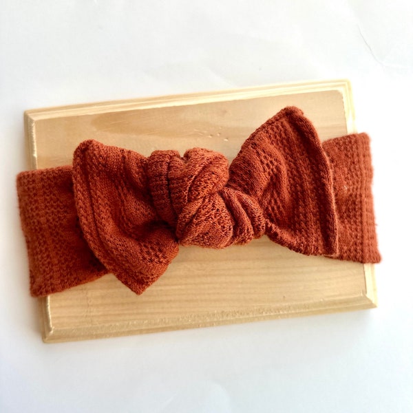 Rust Baby Head Wrap, Baby Headwrap, Baby Girl Hair Bow, Stretchy Headband, Knotted Head Wrap, Cute Baby Bow, Baby Headband