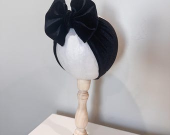 Black Velvet Baby Headband – Oversized Bow, Newborn Headwrap