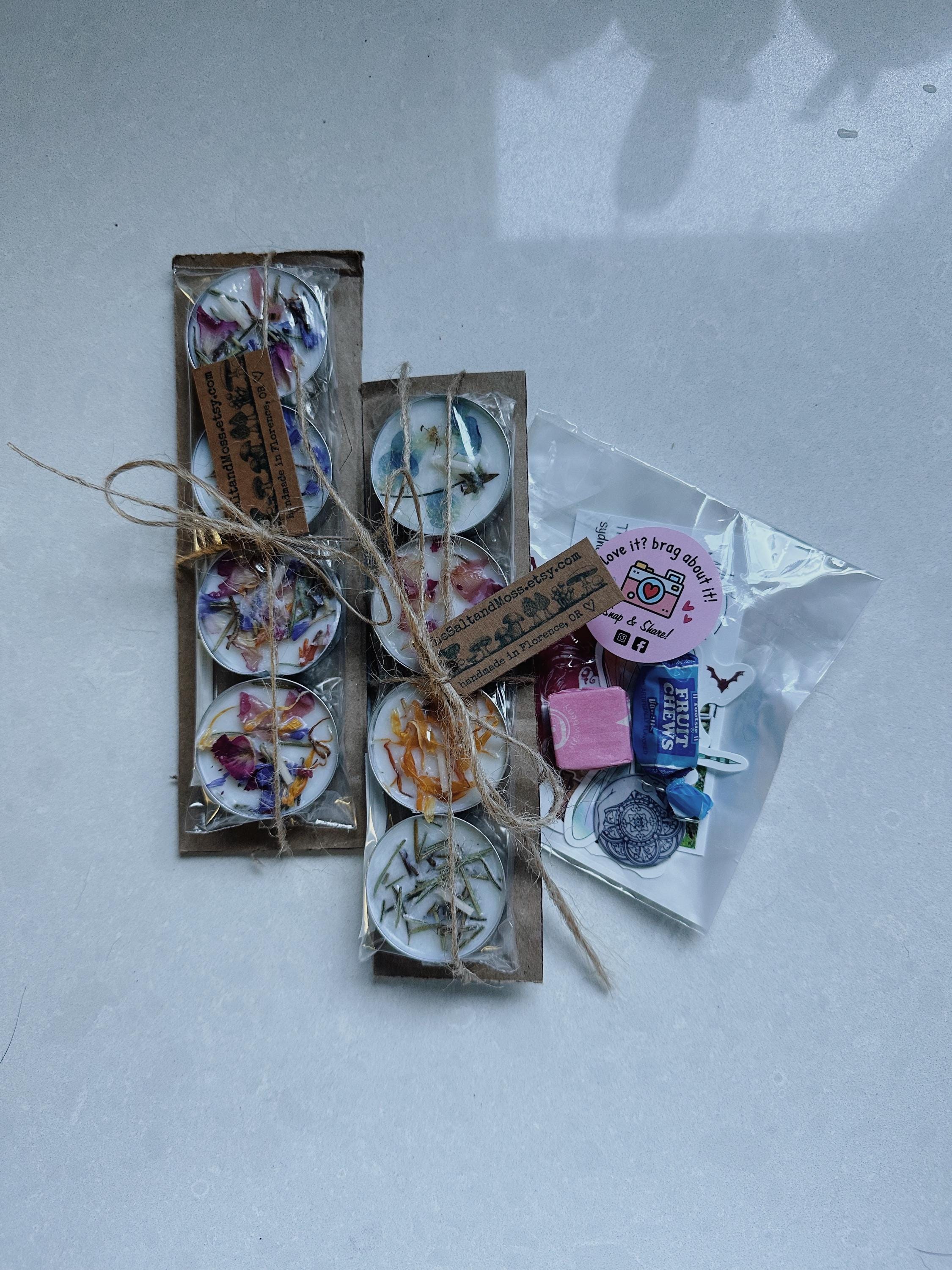 Floral Tea Light Set of Four Dried Flowers Candles Unscented Floral ...