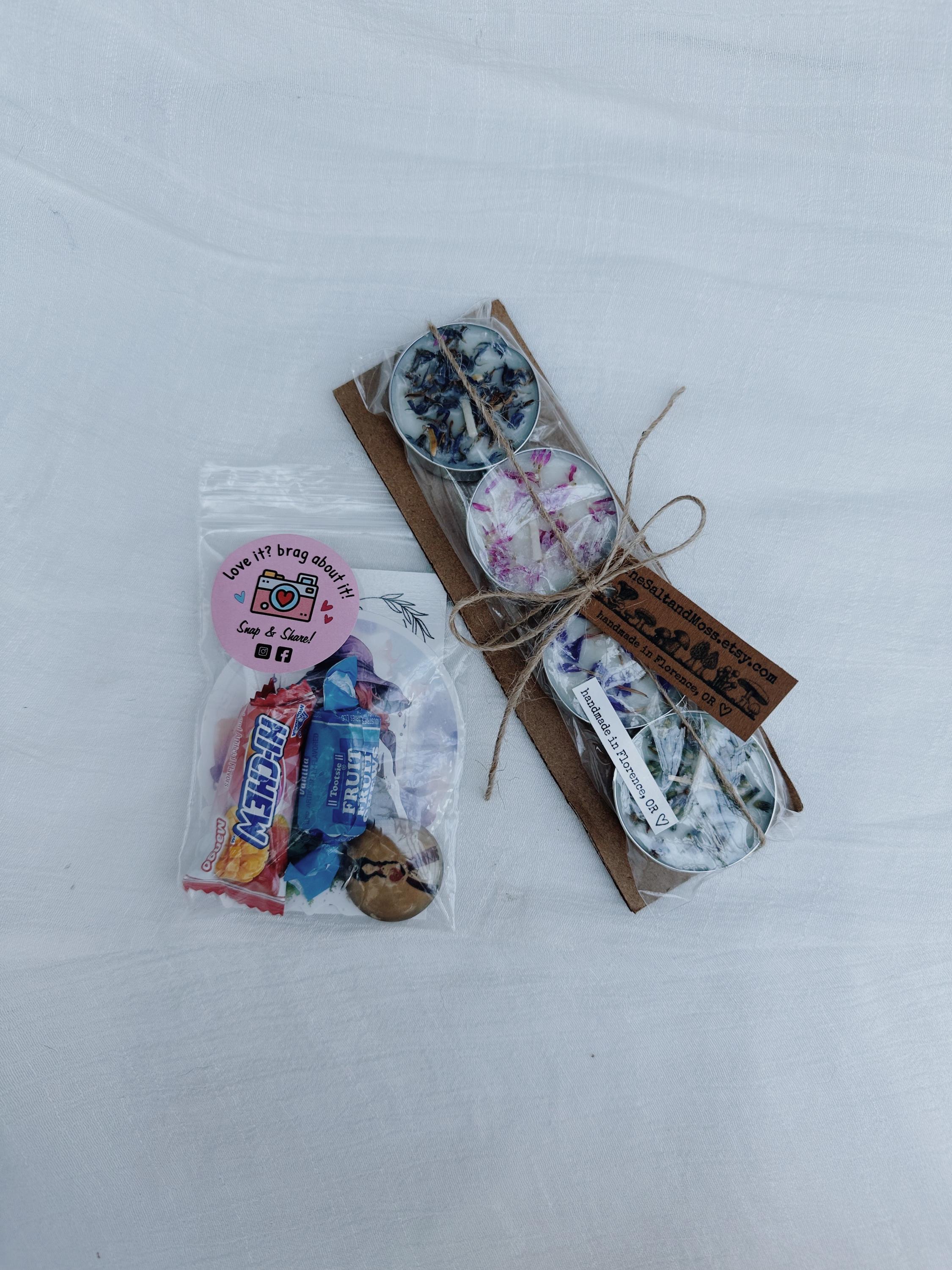 Floral Tea Light Set of Four Dried Flowers Candles Unscented Floral ...