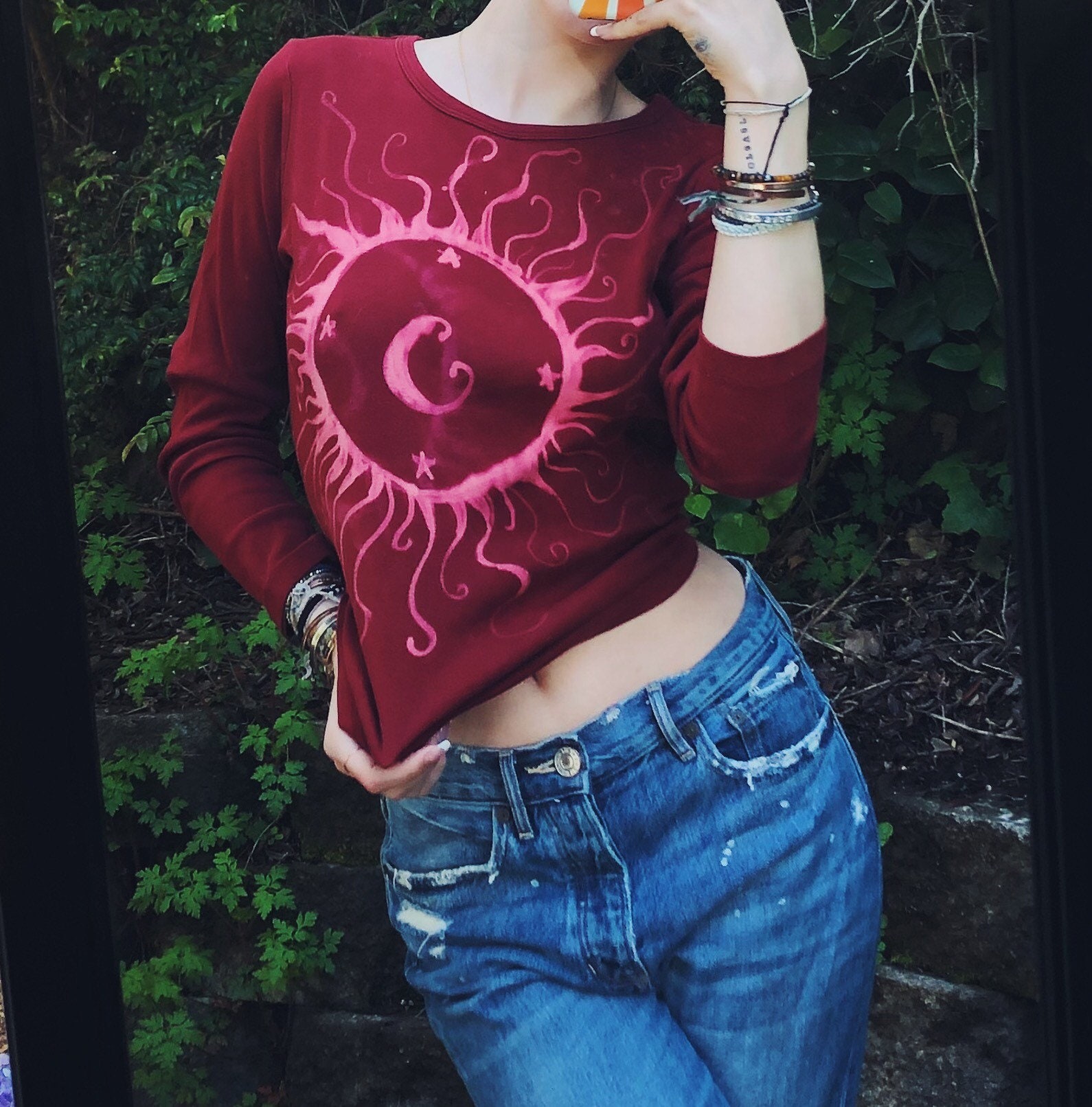 【YOURNUS】Hearts painting see-through long sleeves Manga! Border Oversleeves (70ct - Fits over JP Sleeves