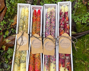 Floral Taper Candles Rolled Dried Flowers Intention Spell Witch Decorative Home Decor Gift Wedding Holiday Bridal Shower Favor Botanical