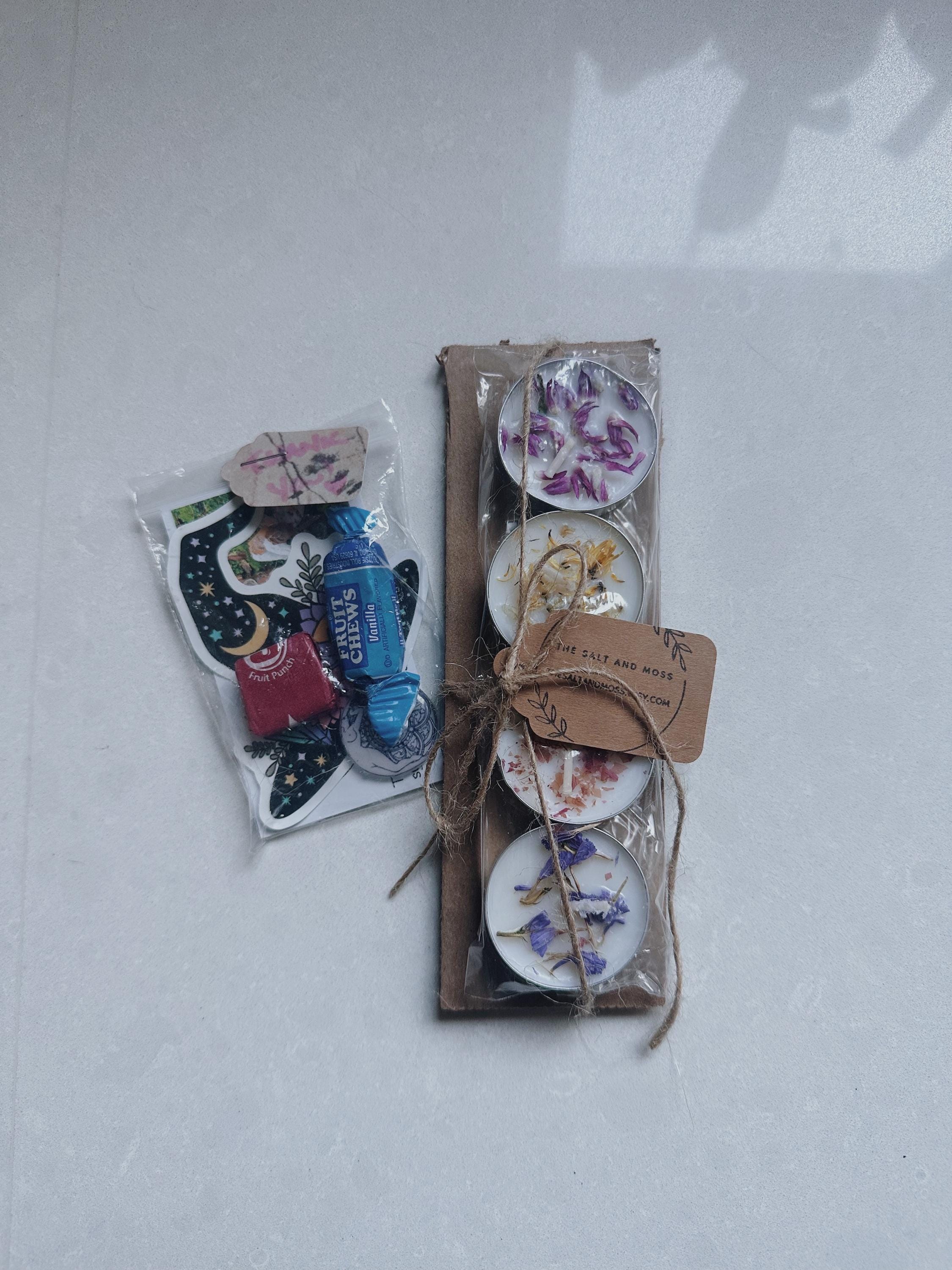 Floral Tea Light Set of Four Dried Flowers Candles Unscented Floral ...