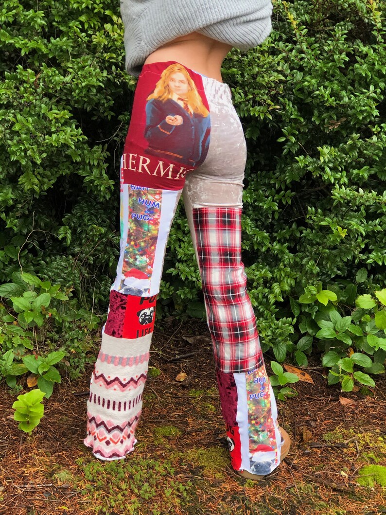 Custom Patchwork Upcycled T Shirt Leggings Pants Flares One of a Kind ...