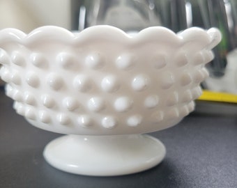 Fenton Hobnail Milkglass Footed Candle Holder