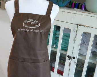 in my sourdough era brown Embroidered Apron
