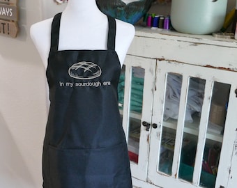 in my sourdough era black Embroidered Apron