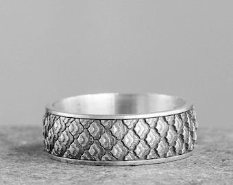 Sterling Silver Cloud Band Ring, Japanese Ornament, Mens Wedding Jewelry
