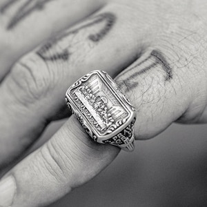 The Last Supper Signet Ring, Jesus Christ Leonardo Pattern Silver Ring, Christian Jewelry, Sterling Silver Catholic Artistic Ring for Men