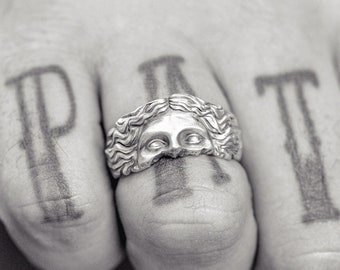 Aphrodite Eyes Ring, Oxidized Sterling Silver, Greek Mythology