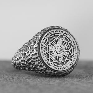 Seven Archangels Seal Ring Silver Protection Signet Ring Men Catholic Jewelry Gift For Husband Christian Sterling Handmade Solomon Seal Ring