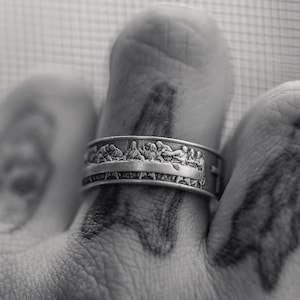 Kreuz Sterling Silber Männer Bandring, Kreuz Ehering, Cristian Ring, religiöser Schmuck, Geburtstagsgeschenk