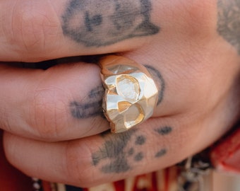 Gold Skull Ring 14k Skull Signet Ring Solid Skull Signet 14k Gold Biker Ring 18k Solid Gold Skull Signet For Man