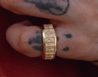 14k gouden fleur de lys trouwring