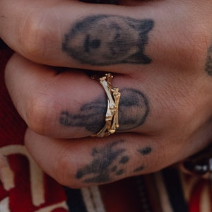 Gold Bone Ring 14k Skeleton Band Ring Solid Bone Wedding Band 14k Gold Bone Ring 18k Solid Gold Bone Rings For Man