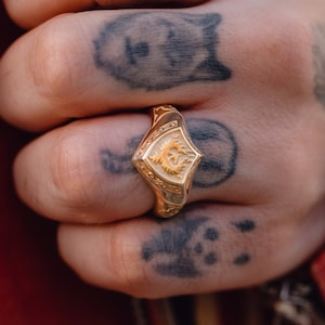 14k Gold Phoenix Ring 18k Shield Signet Ring Solid Phoenix Signet 14k Gold Handmade Ring 18k Solid Gold Phoenix Signet For Man