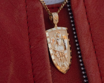 14k Gold Archangel Pendant 18k Solid Archangel Necklace Gold Pendant For Man Archangel Charm