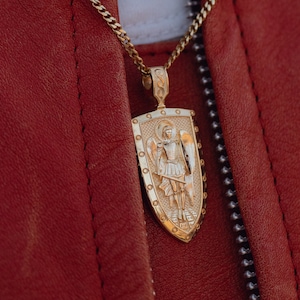 14k Gold Archangel Pendant 18k Solid Archangel Necklace Gold Pendant For Man Archangel Charm
