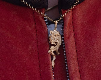14k Gold Dragon Pendant 18k Solid Dragon Necklace Gold Pendant For Man Dragon Charm