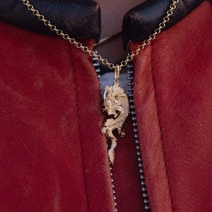 14k Gold Dragon Pendant 18k Solid Dragon Necklace Gold Pendant For Man Dragon Charm