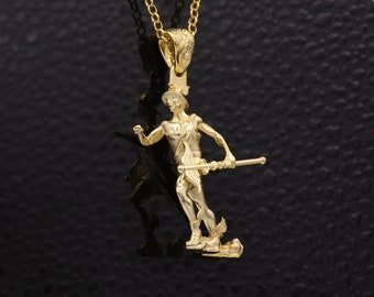 14k Gold Hermes Pendant 18k Solid Caduceus Necklace Greek God Hermes Gold Pendant For Man Solid Hermes Charm