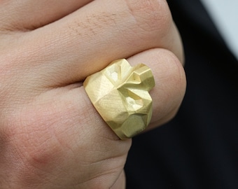 14k Gold Skull Pinky Ring - Mens Solid Gold Ring - 18k Gold Skull Signet Ring - 14k Gold Biker Ring