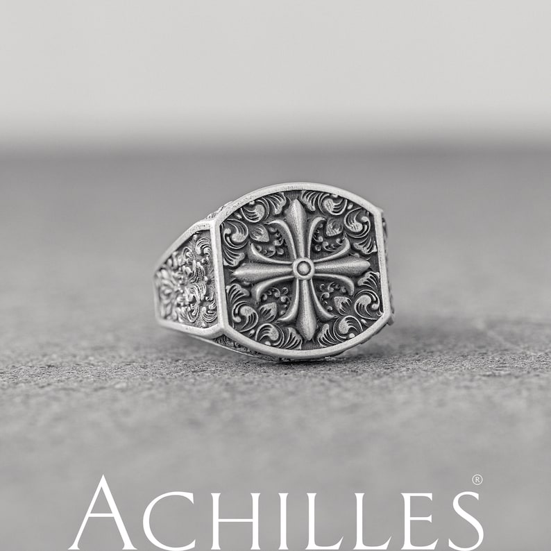 MALTESE CROSS ROUND CZ 925 STERLING SILVER BIKER JEWELRY GOTHIC RING Ma-r003 EBa - Foto 12