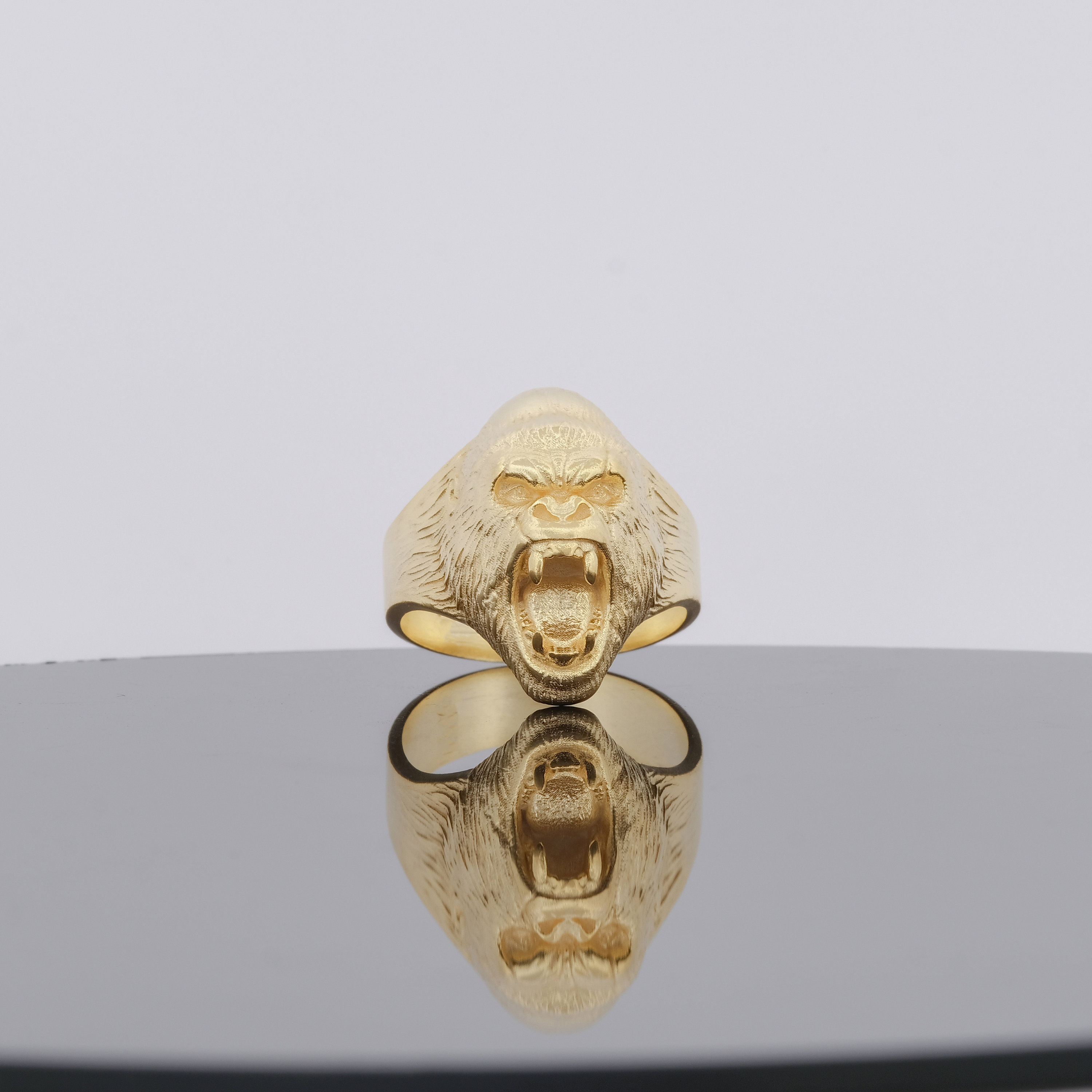 14k Gold Gorilla Ring 18k King Kong Signet Ring Solid