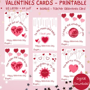 Printable Valentines Day Gift Tags/Cards for Kids. Valentines Cards for School, Teachers Valentines Day Card,