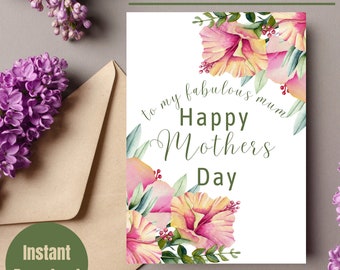 Printable Mother's Day Card Instant Digital Download - Etsy