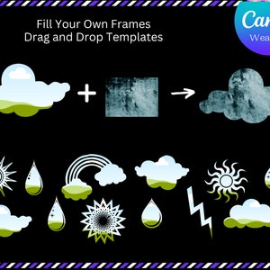 Weather Canva Frames, Commercial and Personal, Custom Fillable Silhouettes, Drag and Drop, Editable, Add Your Own Picture