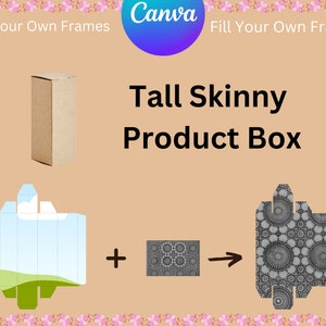 Tall Skinny Box Template, Canva Frames, Rectangle, Commercial and Personal, Custom Fillable Silhouettes, Drag and Drop, Editable, Fold Lines