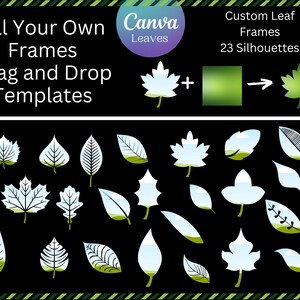 Cadres en toile Leaf, commerciaux et personnels, silhouettes à remplir personnalisées, glisser-déposer, modifiables, ajoutez votre propre image