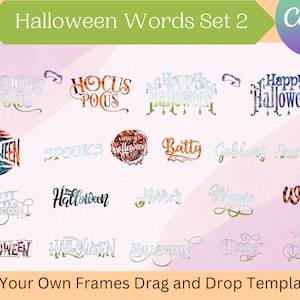 Halloween Words Canva Frames, Commercial and Personal, Custom Fillable Silhouettes, Drag and Drop, Editable, Add Your Own Picture, Set 2