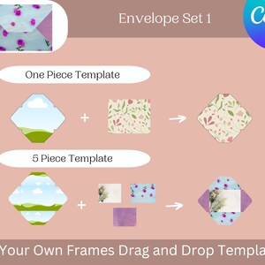 Envelope Canva Frames, 2 Designs, Commercial and Personal, Custom Fillable Silhouettes, Drag and Drop, Editable, Add Your Own Picture, Set 1