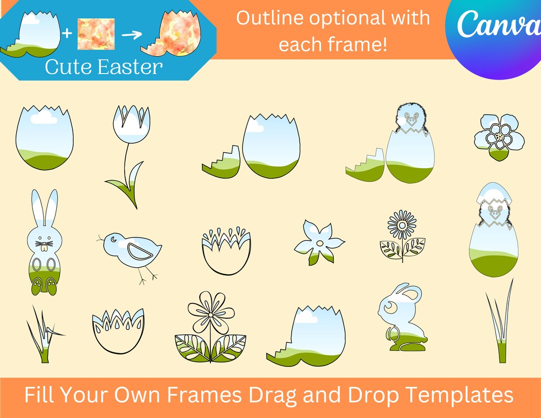 Cute Easter Frames, Commercial and Personal, Custom Fillable ...