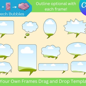 Speech Bubble Canva Frames, Commercial and Personal, Custom Fillable Silhouettes, Drag and Drop, Editable, Add Your Own Picture