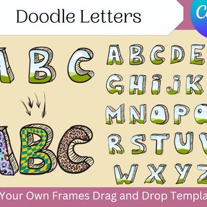 3D Doodle Bubble Letters, Canva Frame, Commercial and Personal, Custom Fillable Silhouettes, Drag and Drop, Editable, Add Your Own Picture