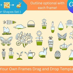 Easter Canva Frames, Set 1, Commercial and Personal, Custom Fillable Silhouettes, Drag and Drop, Editable, Add Your Own Picture