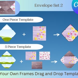 Envelope Canva Frames, 2 Designs, Commercial and Personal, Custom Fillable Silhouettes, Drag and Drop, Editable, Add Your Own Picture Set 2
