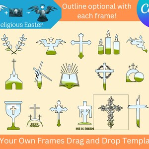 Religious Christian Easter Canva Frames, Commercial and Personal, Custom Fillable Silhouettes, Drag and Drop, Editable, Add Your Own Picture