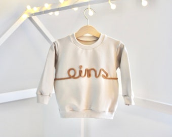 Sweatshirt / pull anniversaire / premier deuxième troisième quatrième cinquième sixième / personnalisé / numéro de pull / cordon marron