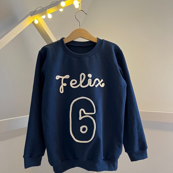 Sweatshirt / Pullover Geburtstag / erster Geburtstag / zweiter / dritter / vierter / fünfter / personalisiert / Pullover Zahl / Kordel