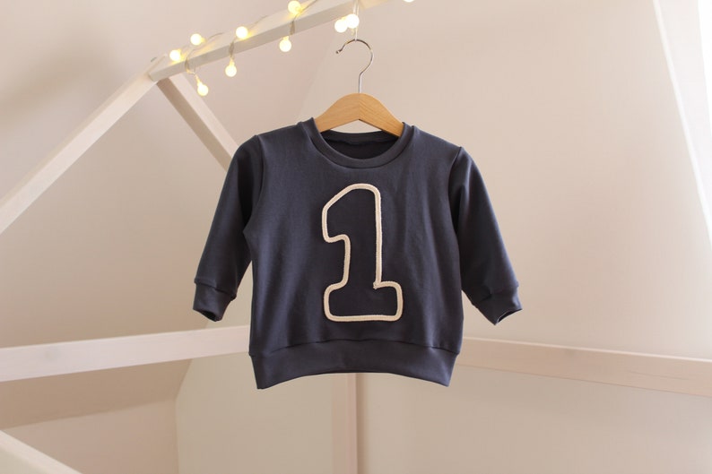 Sweatshirt number / sweater birthday / first birthday / second birthday / third birthday / personalized / sweater number / cord image 7