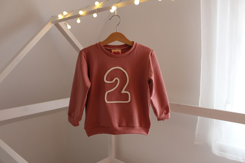 Sweatshirt number / sweater birthday / first birthday / second birthday / third birthday / personalized / sweater number / cord image 3